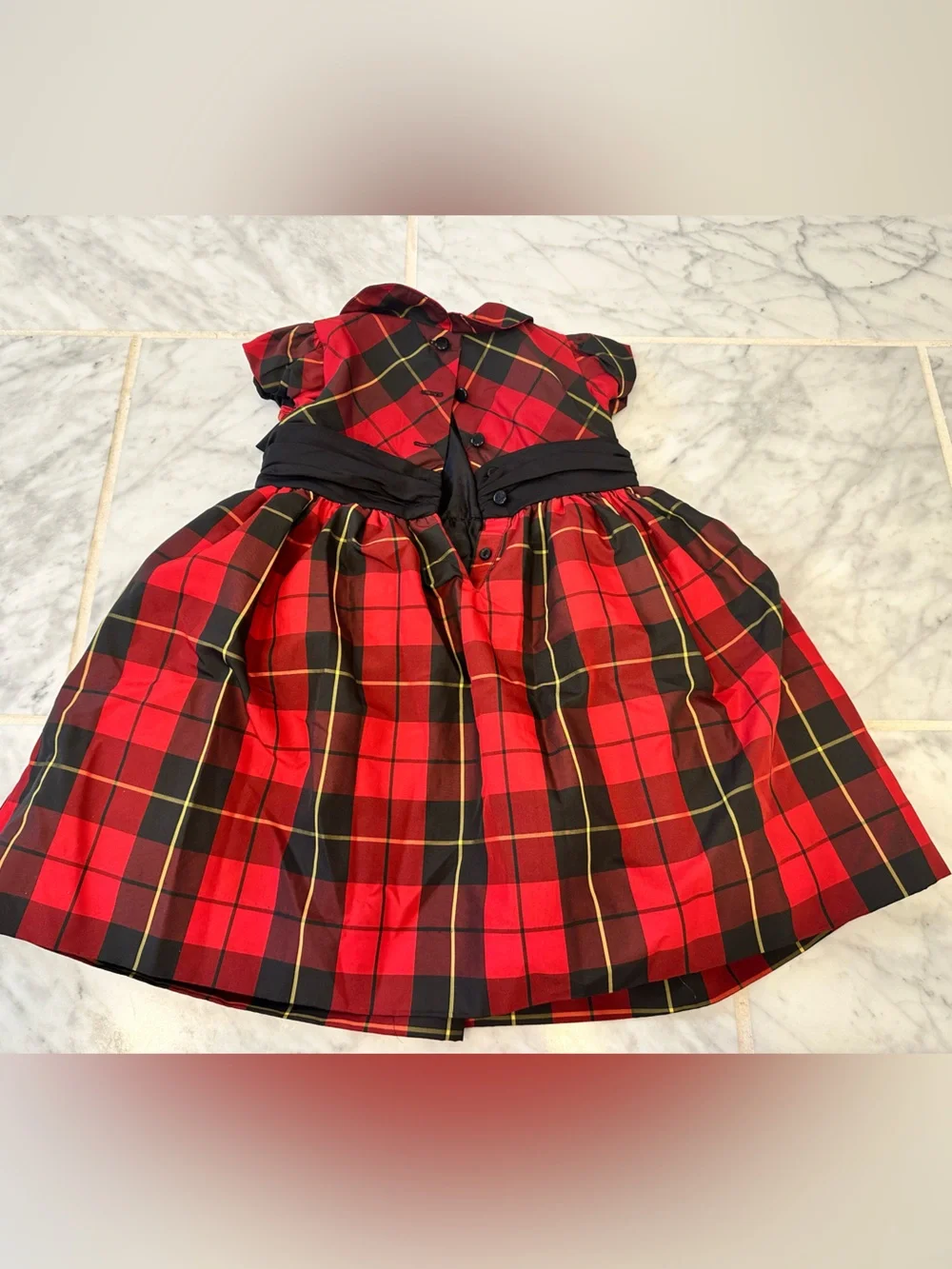 Ralph Lauren Red Plaid Holiday Dress with Black Bow